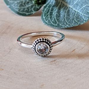 925 Sterling Silver Ring Bali Solitaire CZ Women Jewelry Size 7